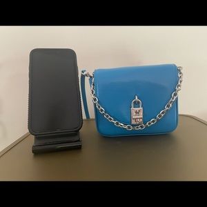 leather mini bag with chain detail